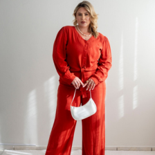 descricao pantalona de linho